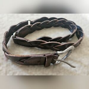 Hollister Genuine Leather Braided Belt - Brown (M/L) Unisex